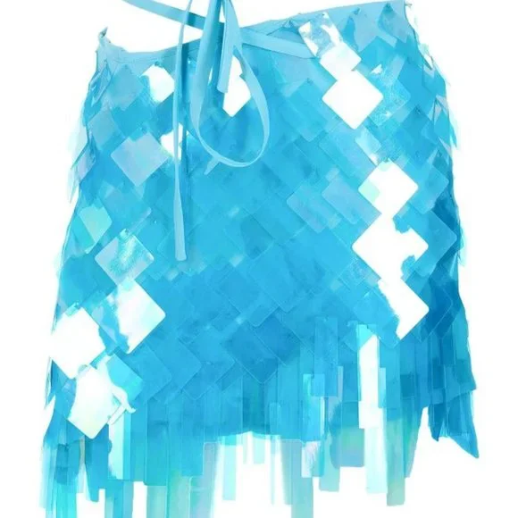 THE ATTICO ''AURELIE'' MINI SKIRT EMBELLISHED TURQUOISE BLUE - 38 - NWT - Picture 1 of 8